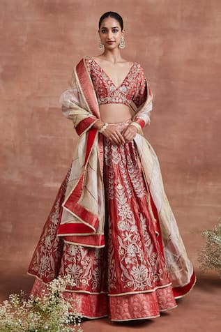 Sue Mue Aaloka Floral Brocade Woven Lehenga Set 