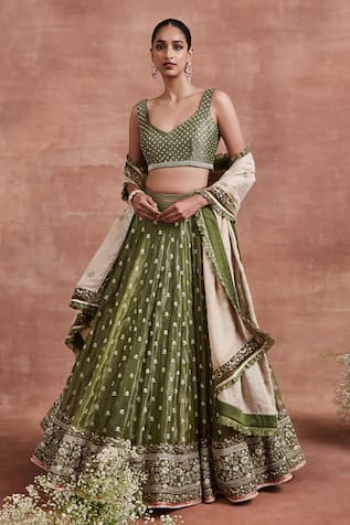 Sue Mue Dharini Pearl Embroidered Bridal Lehenga Set 