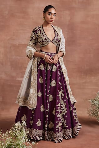 Sue Mue Semal Shikargah Zardozi Embroidered Bridal Lehenga Set 