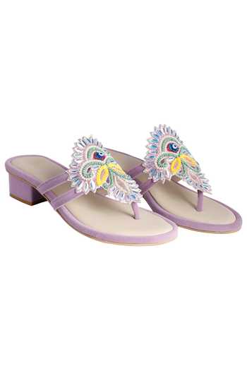 Veruschka By Payal Kothari Alvira Embroidered Block Heel Sandals 