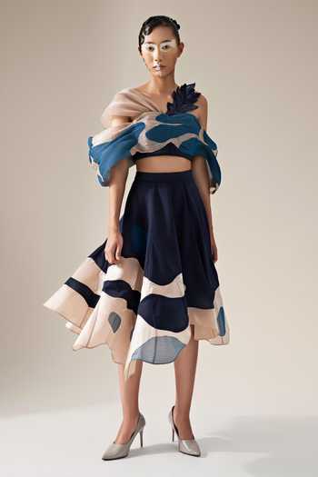 Siddhant Agrawal Winged Symphony Patchwork Embroidered Skirt 