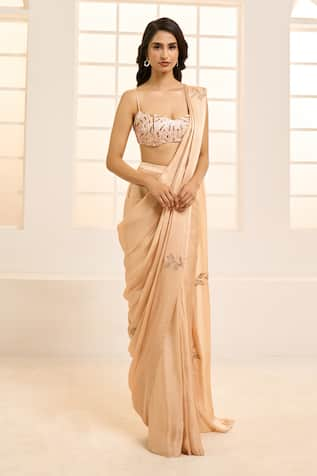 Masumi Mewawalla x AZA Pre-Draped Saree With Embroidered Blouse 