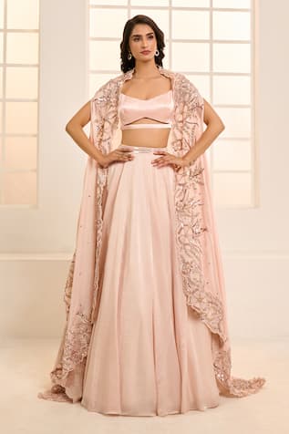 Masumi Mewawalla x AZA Floral Embroidered Cape Lehenga Set 