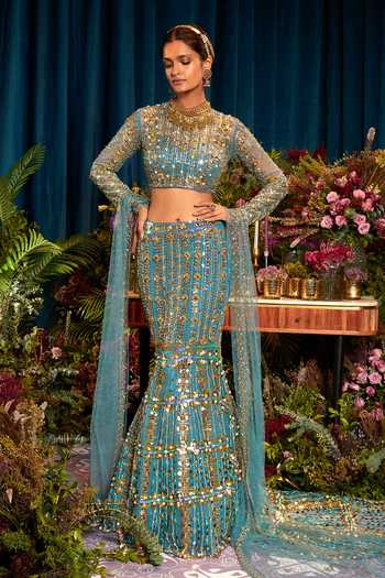 Papa Dont Preach Thalia Stripe Embellished Lehenga Set 
