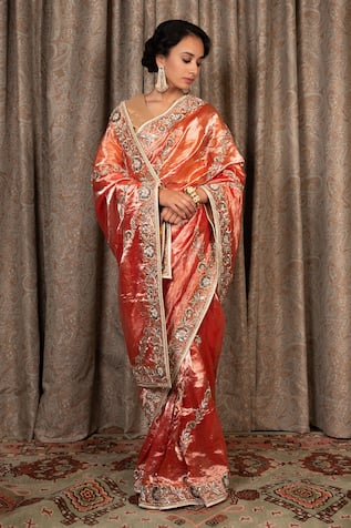 Atelier Shikaarbagh Sequins Hand Embroidered Saree With Blouse 