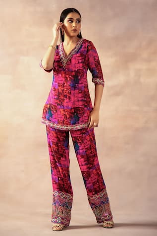 Laxmishriali Geometric Digital Print Top & Pant Set 