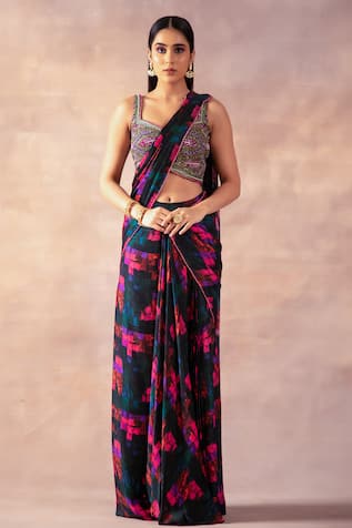 Laxmishriali Printed Pre-Draped Saree With Blouse 