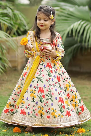 Janyas Closet Autumn Bouquet Print Anarkali With Dupatta 