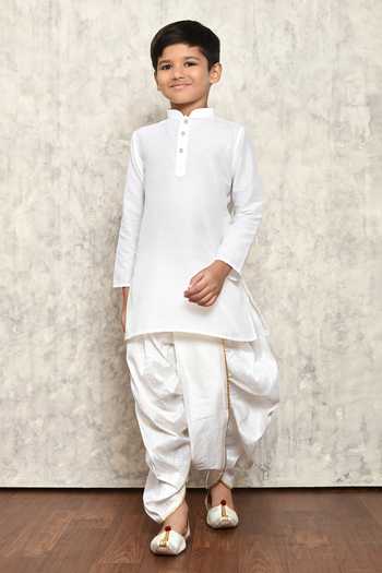Petite Pomme Plain Kurta & Dhoti Pant Set 