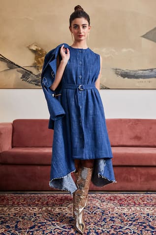 Pozruh by Aiman Phoenix Denim Asymmetric Dress 