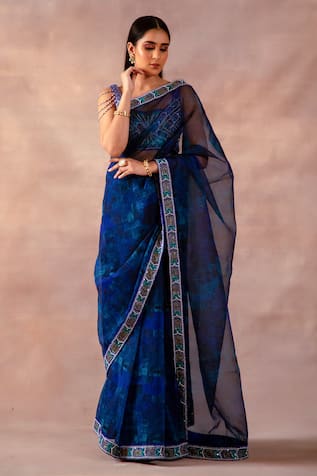 Laxmishriali Printed Saree With Embroidered Blouse 