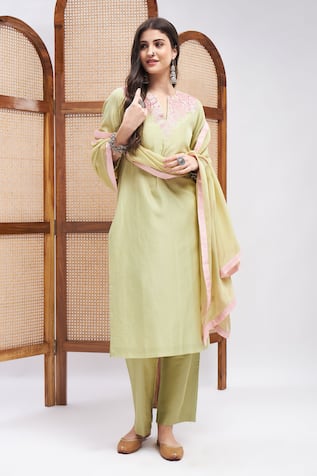 Amal Neckline Embroidered Kurta Set 