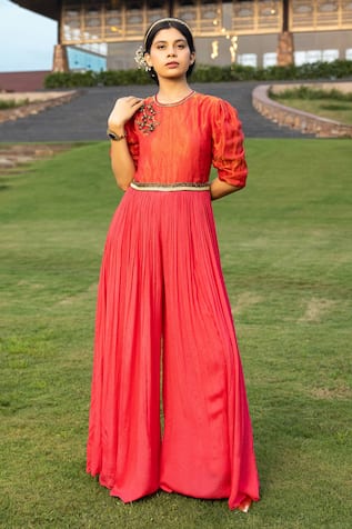 Abstract By Megha Jain Madaan Nalki Bloom Embellished Jumpsuit 