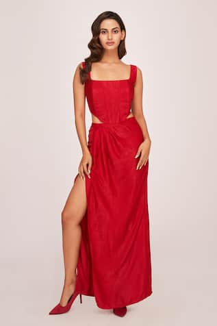 House of Varada Corset Top & Slit Skirt Set 