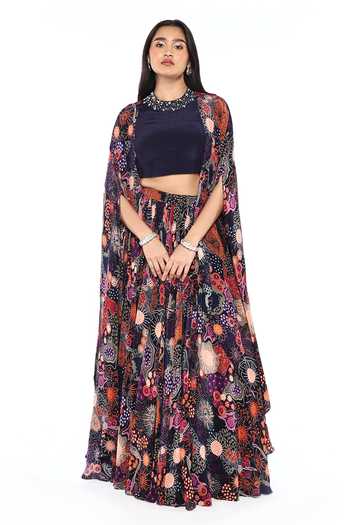 Komal Shah Printed Cape Lehenga Set 