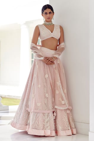 Buy Wedding Designer Navy Blue Chinon Silk Lehenga Choli - Anbazaar Online  at Best Price | Distacart