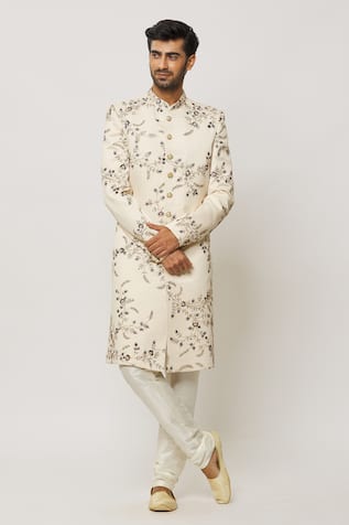 Aryavir Malhotra Floral Embroidered Sherwani Set 