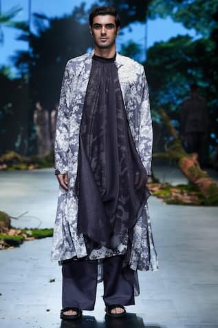 Varun Bahl Floral Print Cape With Kurta Set 