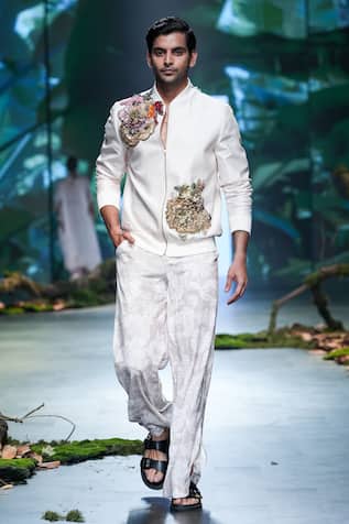 Varun Bahl Floral Work Bomber Jacket & Trouser Set 