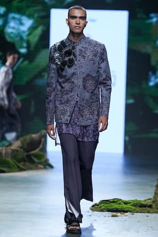 Floral Print Bandhgala Trouser Set 