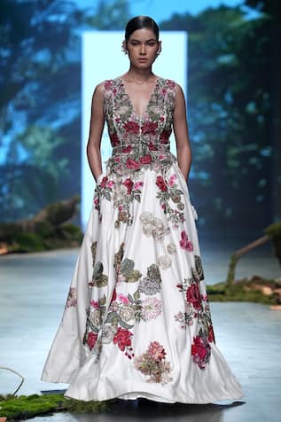 Varun Bahl 3D Corsage Embroidered Lehenga With Gilet Jacket 