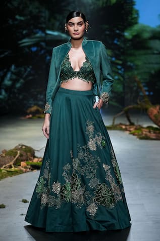 Varun Bahl Forest Floral Embroidered Lehenga Jacket Set 