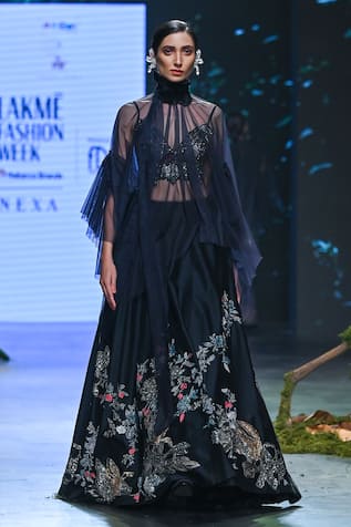 Varun Bahl Floral Hand Embroidered Lehenga Cape Set 