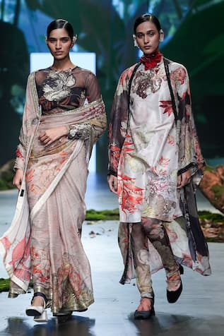 Varun Bahl Printed & Embroidered Cape Kurta Set 