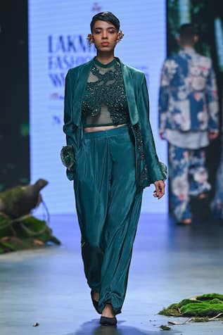 Varun Bahl Applique Embroidered Jacket Trouser Set 