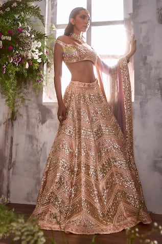 Shian Daisy Gota & Pearl Embellished Bridal Lehenga Set 