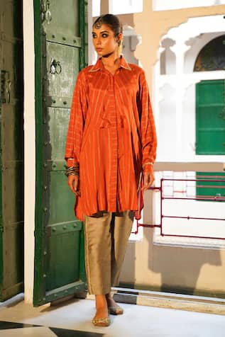 The Home Affair Striped Kurta & Pant Set 