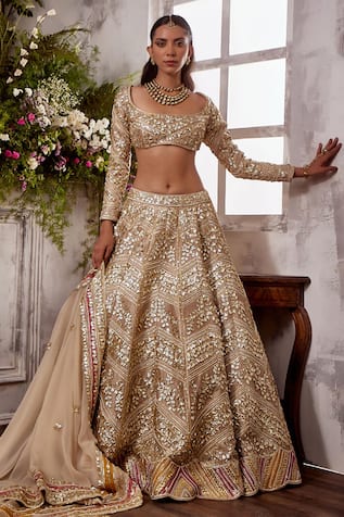 Shian Gardenia Gota & Pearl Embellished Bridal Lehenga Set 