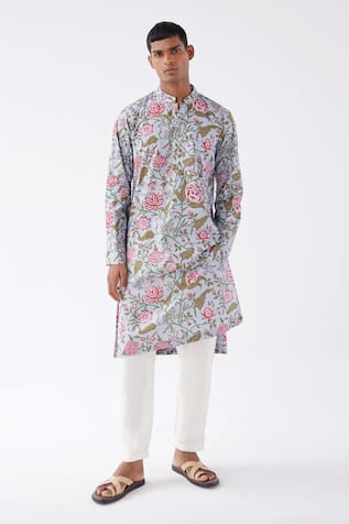 Floral Print Cotton Kurta 