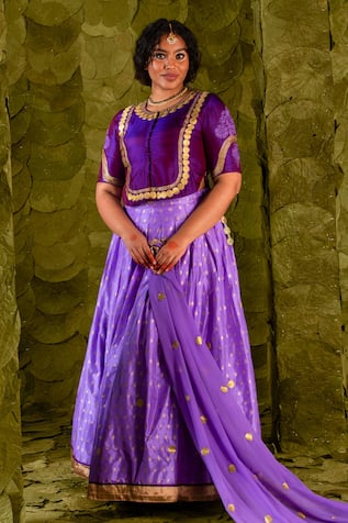 Latha Puttanna Tangi Gota & Silk Tape Embroidered Lehenga Set 