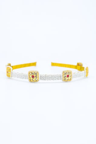 Square Crystal Studded Brooch Hairband 