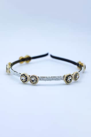 Geometric Ornate Crystal & Bead Studded Hair Band 