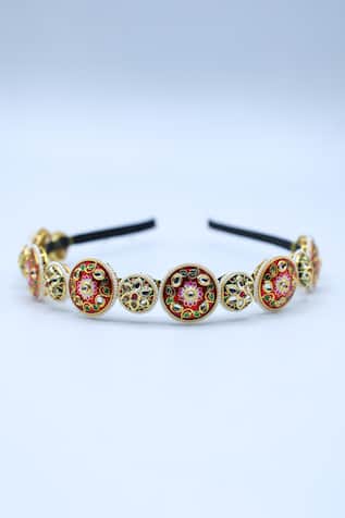 Floral Carved Circular Brooch Hairband 