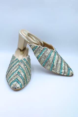 Duniyaa Sequin Embroidered Heels 