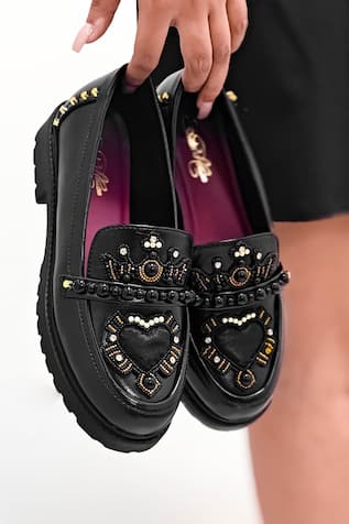 Dolce Vita Bead Embellished Loafer Block Heels 