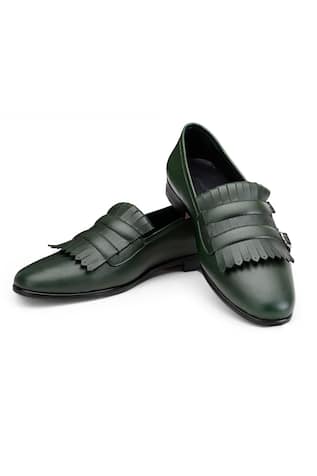 Double Monk Fringes Leather Shoes 