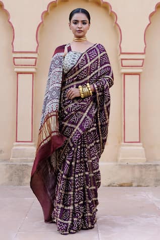 Geroo Jaipur Gharchola Gajji Silk Saree With Unstitched Blouse Piece 