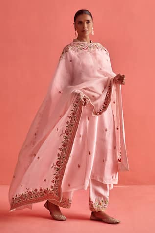 Aarti Sethia Studio Bougainvillea Dabka Thread Work Organza Dupatta 