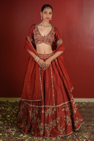 Enamour By Radha Zardozi Embroidered Panelled Lehenga Set 