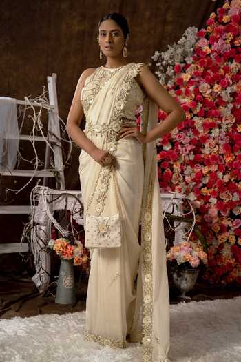 Farha Syed Floral Cutwork Border Saree Set 