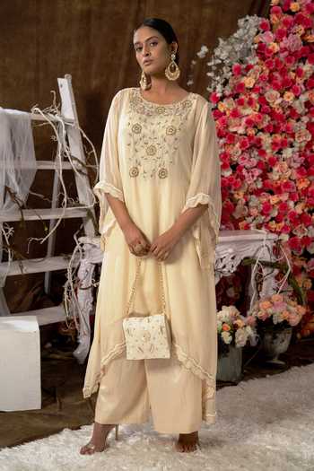 Farha Syed Floral Cutdana & Bead Embroidered Kurta & Palazzo Set 