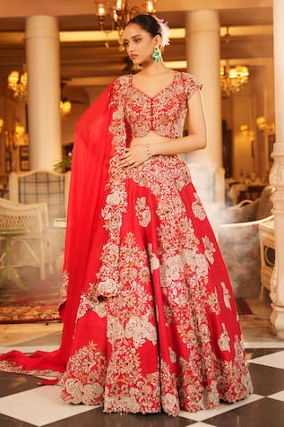 Nehha Nhata Floret Hand Embroidered Bridal Lehenga Set 