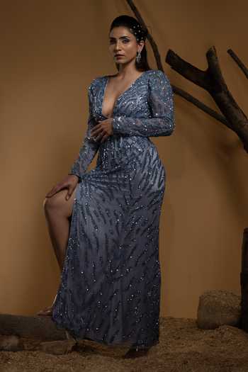 Ambrosia Nebula Sequin Swirl Maze Gown 