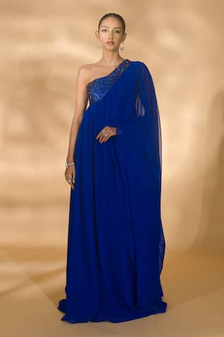 Nikhil Thampi One Shoulder Embellished Kaftan 