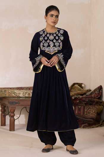 Inej Embroidered Velvet Anarkali & Salwar Set 