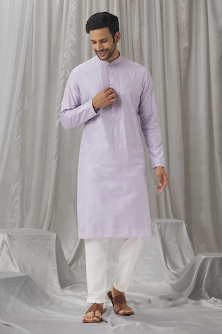 Alaya Advani Straight Embroidered Placket Kurta With Pant